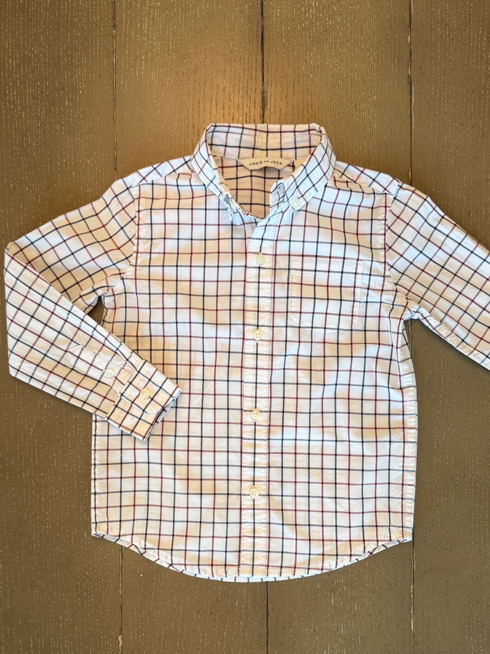 Janie and Jack Boys’ Plaid/Gingham Preppy Long-Sleeve Button Down • Size 3 (3T)
